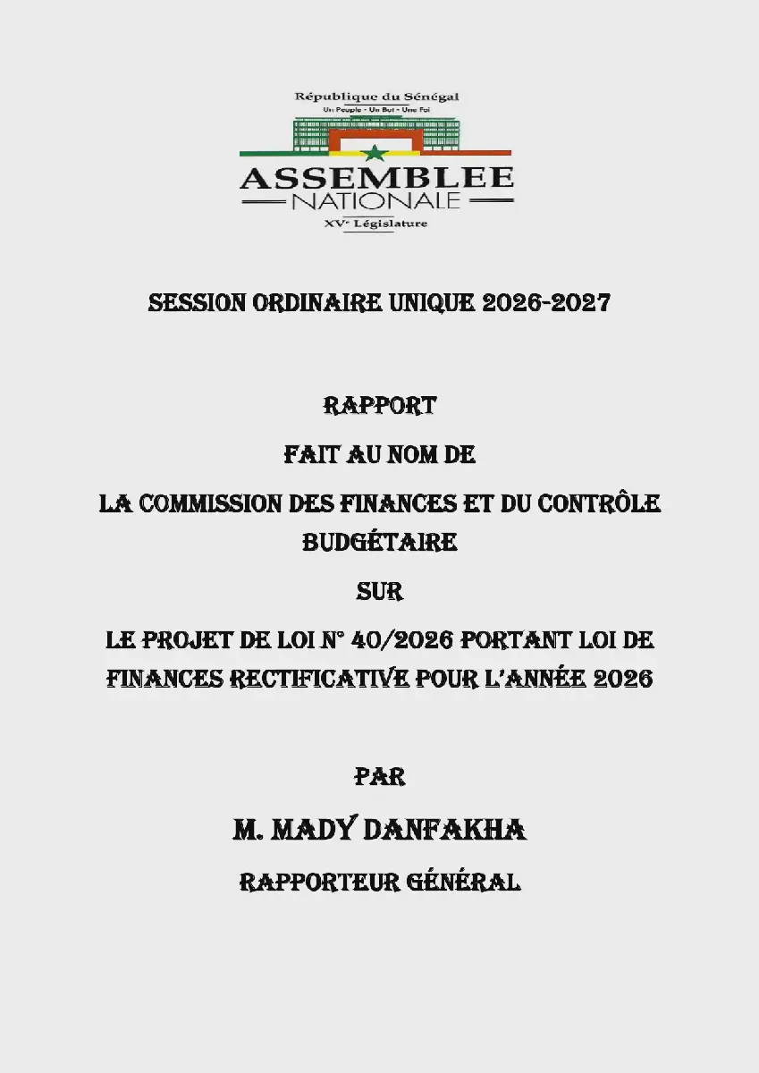 Senegal's Finance Commission Examines 2026 Supplementary Budget Bill