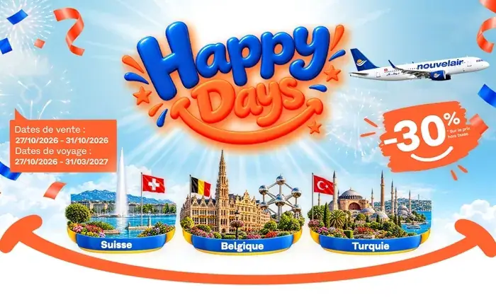 Nouvelair Offers 30% Discount on Flights to Switzerland, Belgium, and Turkey