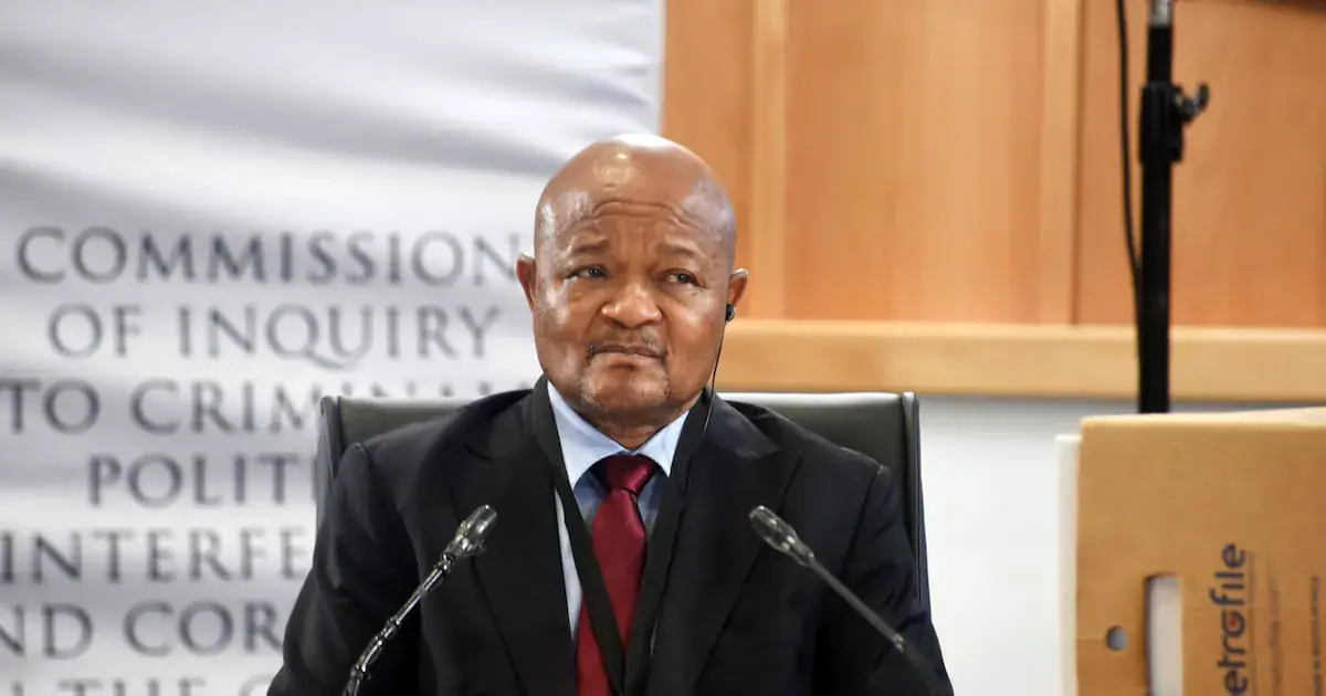 December 02, 2025.Suspended Police Minister Senzo Mchunu takes the stand to testify during the former Constitutional Court judge Mbuyiseli Madlanga Commission of Inquiry at the Brigitte Mabandla Justice College in Pretoria. Picture: Freddy Mavunda © Business Day