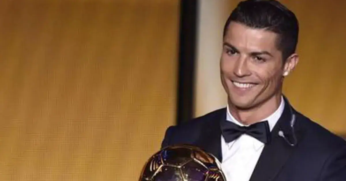 Portugal's Cristiano Ronaldo is presented with the 2015 Ballon d'Or, the third time he has won the award UEFA / Twitter