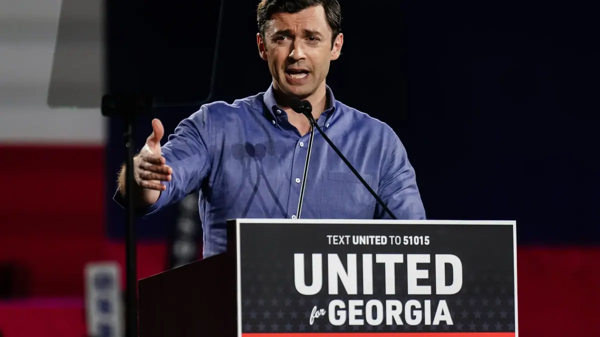 Sen. Jon Ossoff, D-Ga., speaks during a campaign event on October 17, 2026 in Marietta, Georgia.