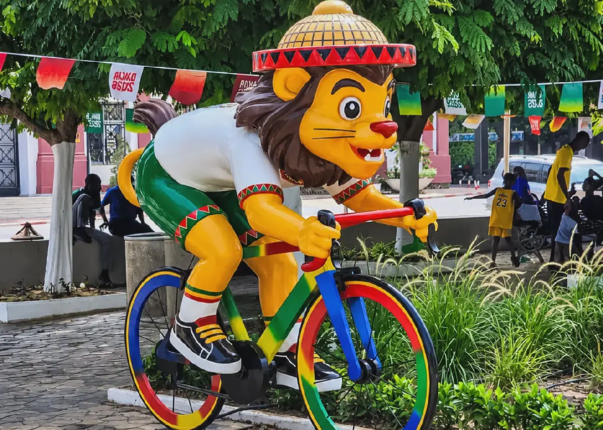The AYO emblem in Dakar, Senegal, ahead of the 2026 Youth Olympic Games in October 2026. Photo: Fama Ndiaye, bird story agency.