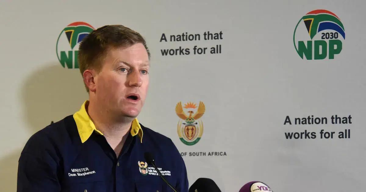 Public works & infrastructure minister Dean Macpherson. The Construction Industry Development Board has struck over 75 firms from its register of contractors since 2024, compared with just one firm between 2002 and 2014. Picture: Freddy Mavunda/Business Day