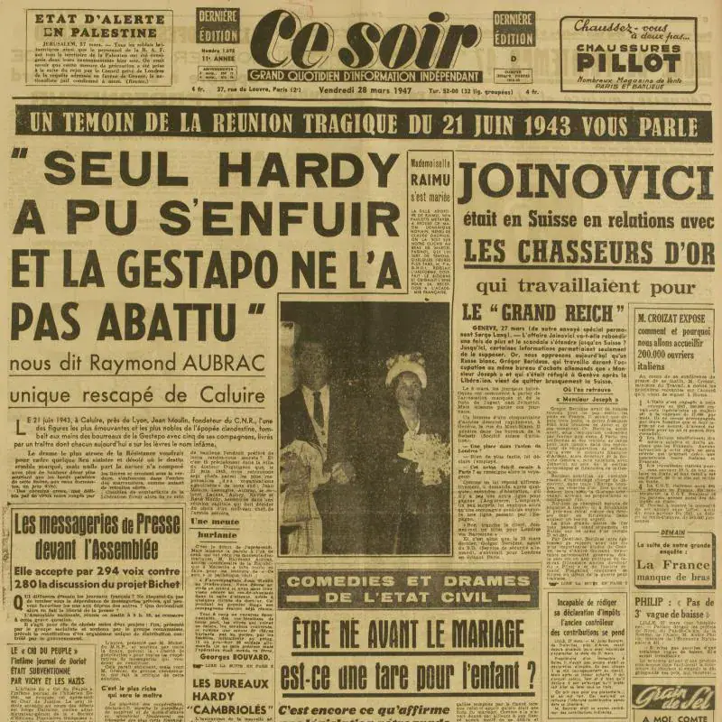 Une de Ce soir, 28 mars 1947 - source : RetroNews-BnF