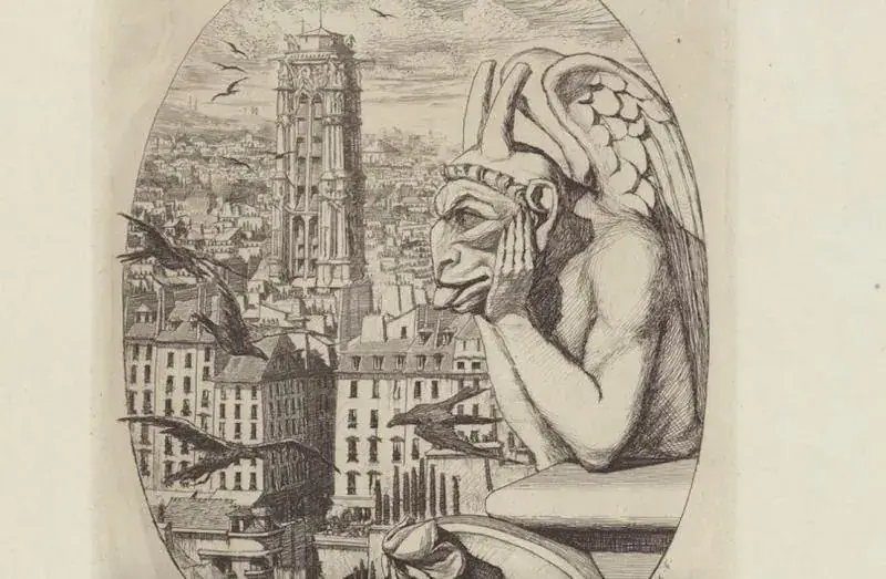 La strige (l’un des noms des vampires – en polonais « Strzyga », en roumain « Strigoi »), estampe, 1853 - source : Gallica-BnF