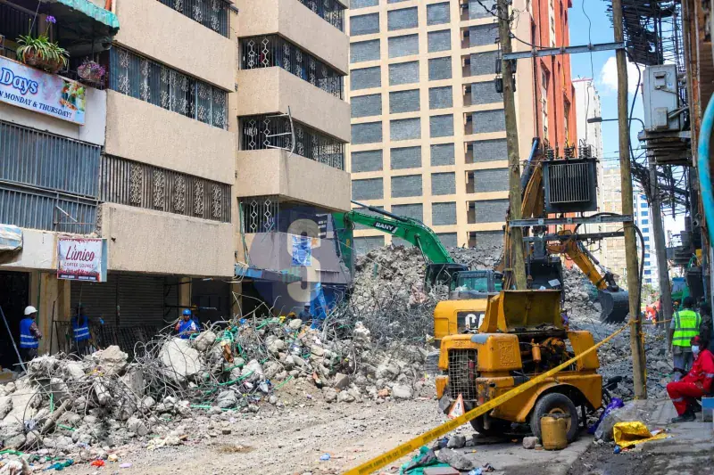 Bulldozers clear rubble at Eastleigh building collapse site