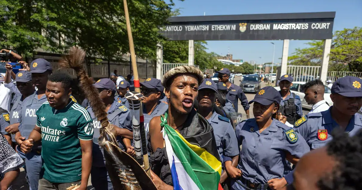 Supporters of March and March outside the Durban court building on Friday. Picture: Sandile Ndlovu
