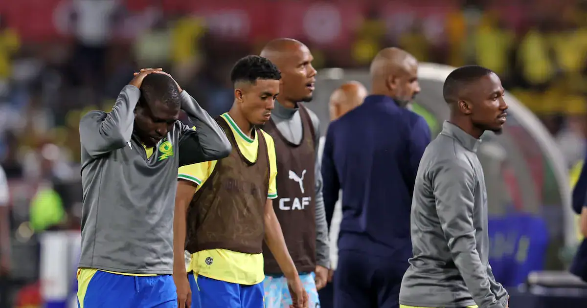 Disappointed Mamelodi Sundowns after they were knocked out of the Champions League by Wiliete SC of Angola. Picture: Muzi Ntombela/BackpagePix