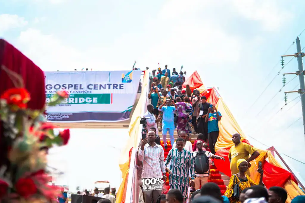 Enenche, wife unveil Airport Road pedestrian bridge built in four months