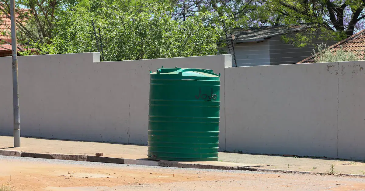 A JoJo tank in Kensington, where residents have experienced water outages. Picture: Refilwe Kholomonyane