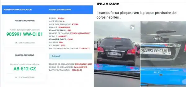 Côte d'Ivoire: FDS Agent's Vehicle Immatriculation Irregularity