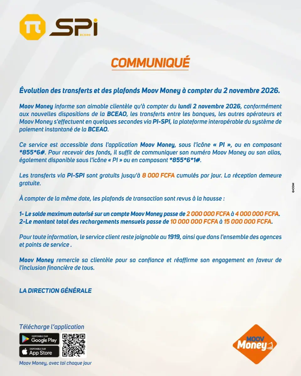 Moov Money Introduces Instant Transfers and Higher Transaction Limits in Benin