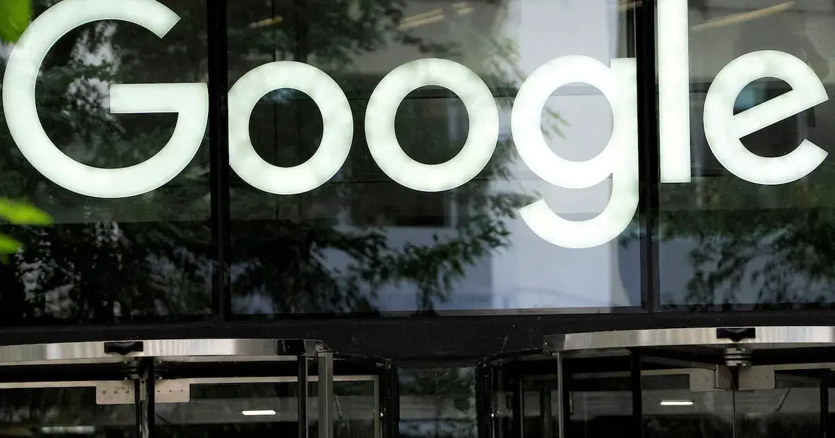 Google's logo outside the company's offices in London, Britain, June 24 2025. Picture: Reuters/Carlos Jasso