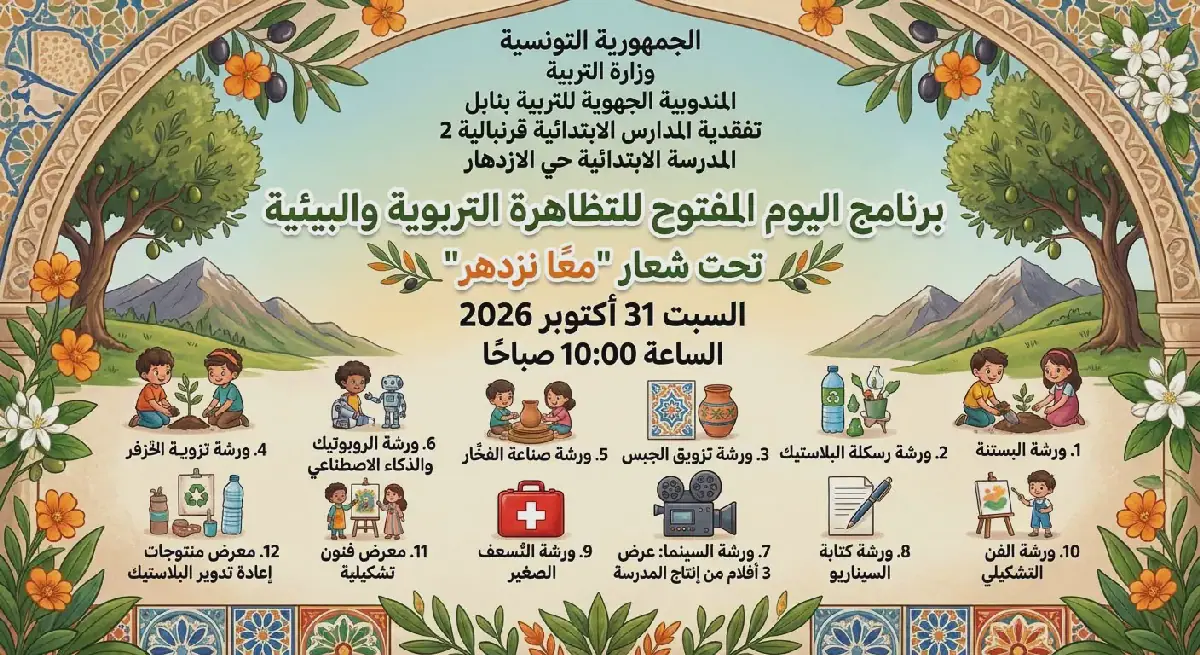 Environmental Event for Children Held at Azdihar School in Qarmbalia, Tunisia