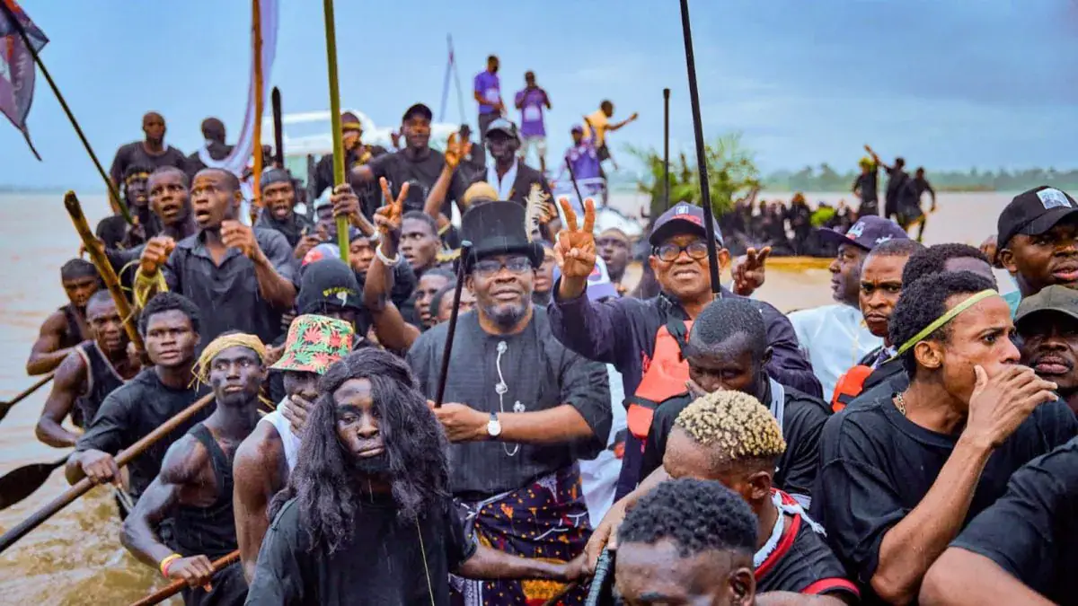 Peter Obi, Dickson Use Boat Regatta for NDC Campaign in Bayelsa