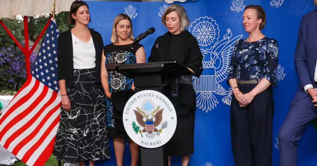 Chargé d’Affaires Susan M. Burns speaking at a past function at the United States Embassy in Nairobi, Kenya
