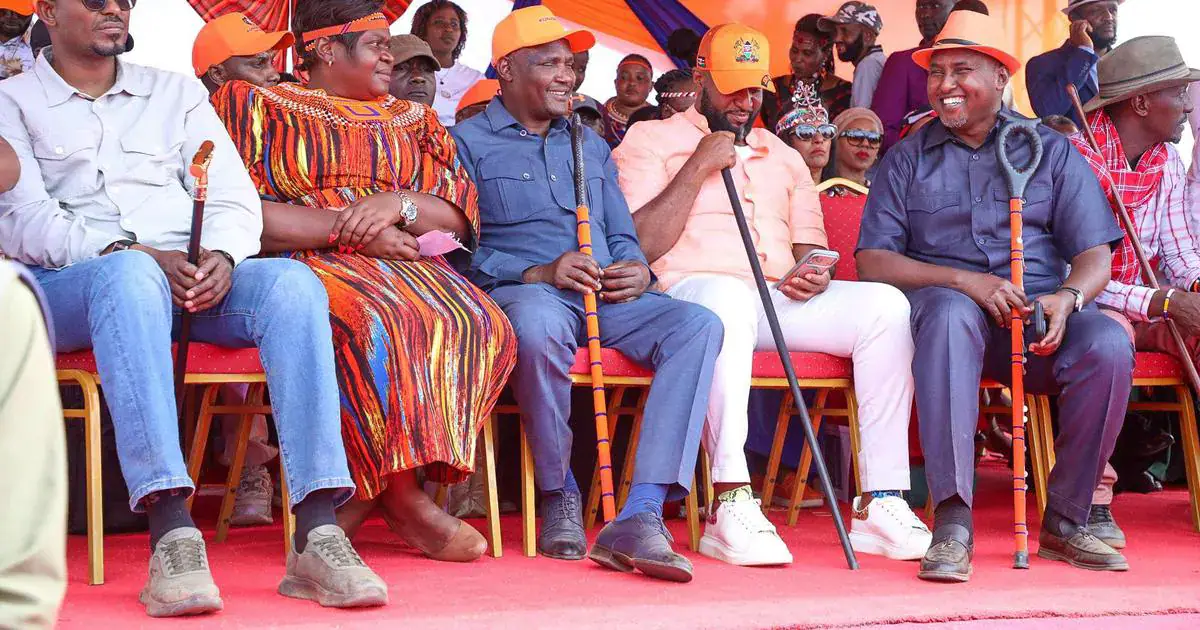 Gladys Wanga, Junet Mohamed, John Mbadi and Hassan Joho at a political rally in Samburu County on Friday, October 30, 2026.