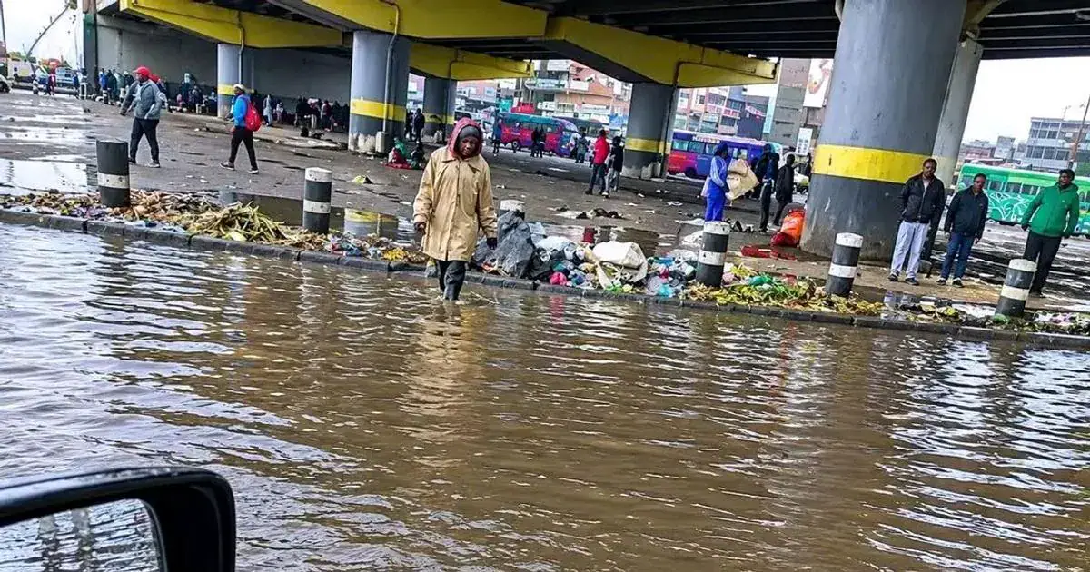 The aftermath of heavy rains on Saturday morning in Guithurai. The rains caused flooding in several parts of the city.
