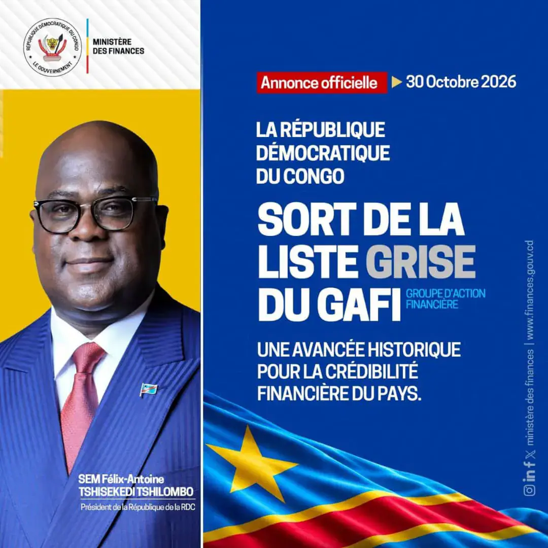 DRC Exit from GAFI Grey List Boosts International Financial Credibility