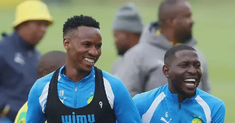 Mamelodi Sundowns players Themba Zwane and Aubrey Modiba during preparations for the 2026 Fifa Intercontinental Cup match against Al Ahli.