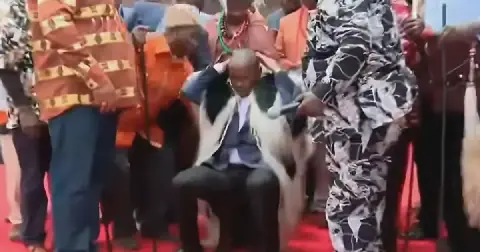 A screengrab image of the moment when the hat fell from Kithure Kindiki's head during his installation as Mt Kenya spokesperson on Saturday, September 19, 2026.