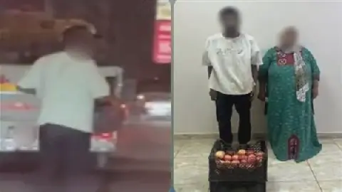 Egyptian Thief Exploits Speed Bump to Steal Fruit from Pickup Truck