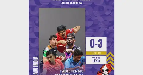 Iran sweeps India 3-0 in men's table tennis team event at Asian Games 2026