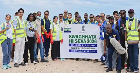 Indian Mission in Ghana Organizes Large-Scale Beach Cleanup
