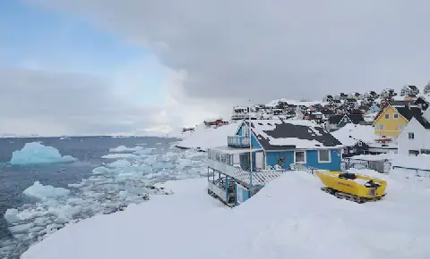 A view shows the city of Nuuk, Greenland, March 28, 2025. REUTERS/Leonhard Foeger