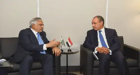 وزير الخارجية يلتقى نائب رئيس الوزراء ووزير خارجية باكستان