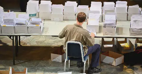 Election workers count early and overseas votes at Stockholm City Hall as prosecutors investigate suspected election fraud that could lead to a re-run in Dalarna. Picture: