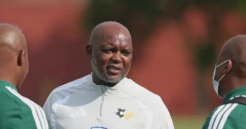 Pitso Mosimane, coach of South Africa during the 2027 Africa Cup of Nations Qualifiers South Africa Training Session at UJ Stadium in Johannesburg on 21 September 2026. Picture: ©Muzi Ntombela