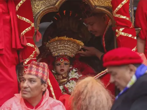Nepal's Newly Anointed Living Goddess Kumari Embarks on First City Tour