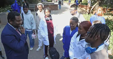 Buti Manamela, minister of higher education and training, interacts with students at the University of Pretoria. Picture: