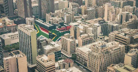 Close up detail of skyscrapers the business district of Johannesburg.