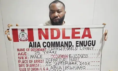 Newlywed arrested with 72 wraps of cocaine at Enugu airport
