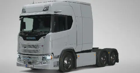 Swedish truck brand Scania says it can increase the driving range of its electric trucks by placing more battery packs behind truck cabs. Picture:
