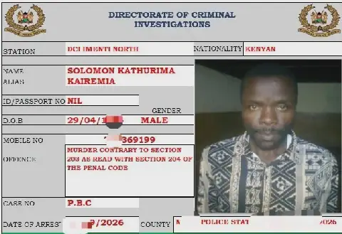 Suspect arrested over fatal attack on 65-year-old Meru woman