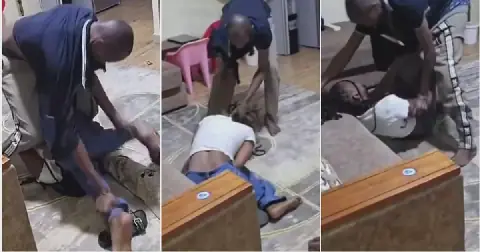 Another video of the man seen assaulting a woman has emerged showing him destroying household items.