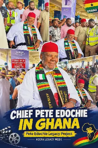 Pete Edochie Arrives in Ghana for Legacy Project Launch