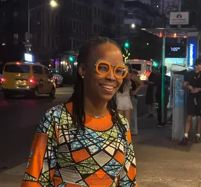 Kwanele Asante in New York in September 2025, where she addressed the United Nations General Assembly as a person with lived experience of noncommunicable diseases. “The glasses still come out when I speak on big platforms,” she jokes. Photo: Mia Malan