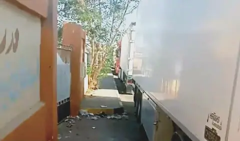 Trucks Block Streets in Egypt's Safaga City