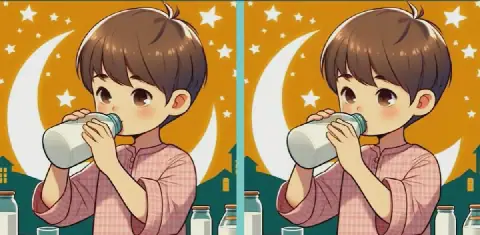 Egyptian Puzzle Challenges Observers to Find Three Differences in Boy and Milk Image