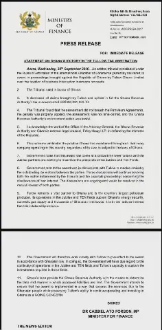 Ghana Wins ICC Arbitration Against Tullow Over $393m Tax Assessment