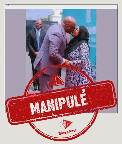 Attention : Cette image montrant Félix Tshisekedi embrassant Samia Suluhu Hassan est une création générée par intelligence artificielle