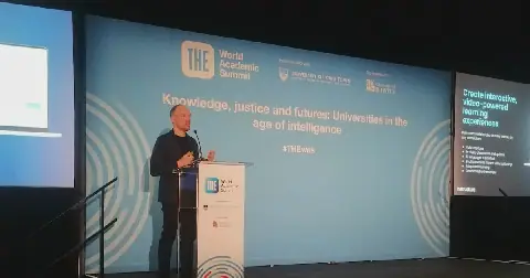 Instructure Middle East and Africa director, Nathan Thomas, addressing the World Academic Summit in Cape Town on Tuesday.