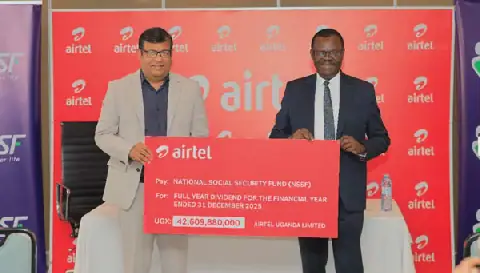 Airtel Uganda hands Sh42.6 billion dividend to NSSF