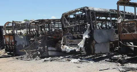 Some of Putco buses burnt in Moloto depot o=in overnight attacks in Molo, Mpumalanga, January 28, 2025.