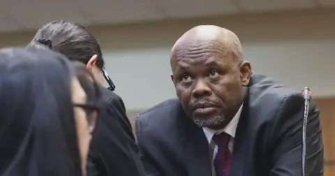 Suspended deputy national police commissioner Lt-Gen Shadrack Sibiya during his bail hearing at the Randburg magistrate's court. He faces six charges, including rape, sexual grooming and trafficking. Picture: Antonio Muchave