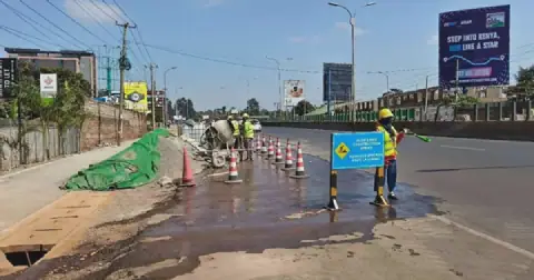 Ongoing roadworks along Waiyaki Way